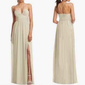 THREAD Anna PLUNGING V-NECK CRISS CROSS BACK MAXI DRESS CHAMPAGNE TH113